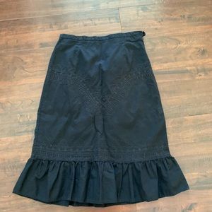 Ecologie Black Embroidered Ruffle Hem Skirt -SZ- Small